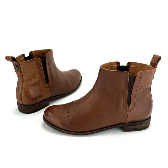 Olukai Malie Women Brown Ankle Boot Size 7 Leather Low Block Heel Chelsea Bootie - Picture 1 of 13